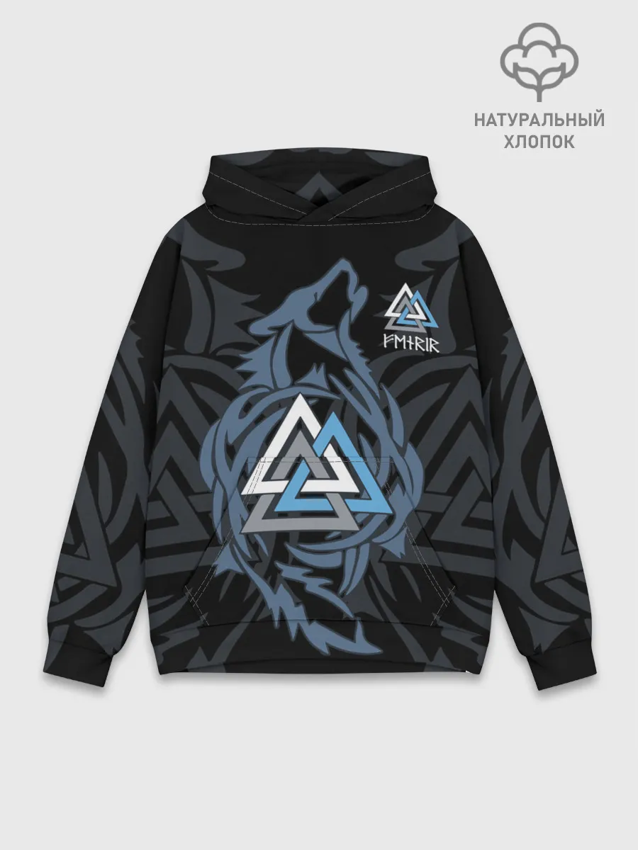 Худи мужской база хлопок / Волк Фенрир