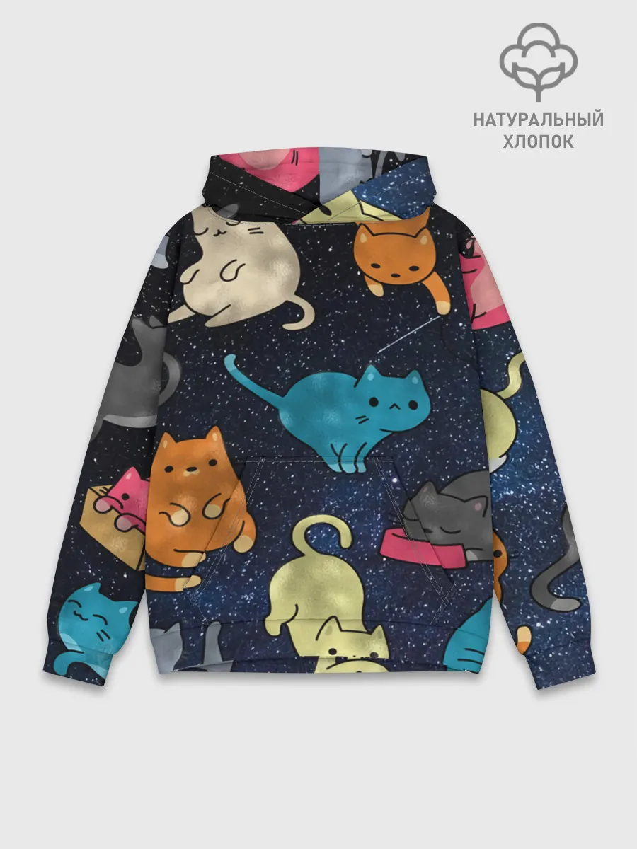 Худи мужской база хлопок / Космические котики