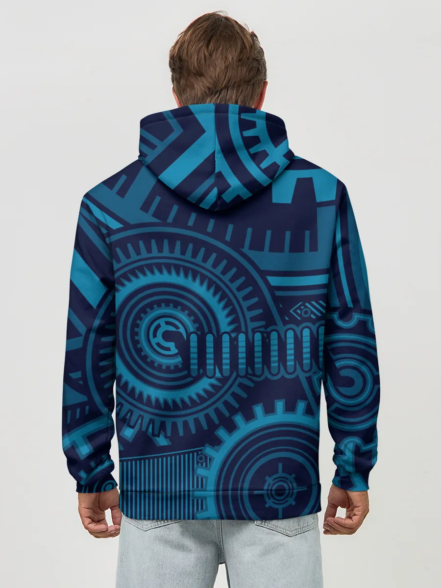 Худи мужской база хлопок / Steampunk Mechanic Blue