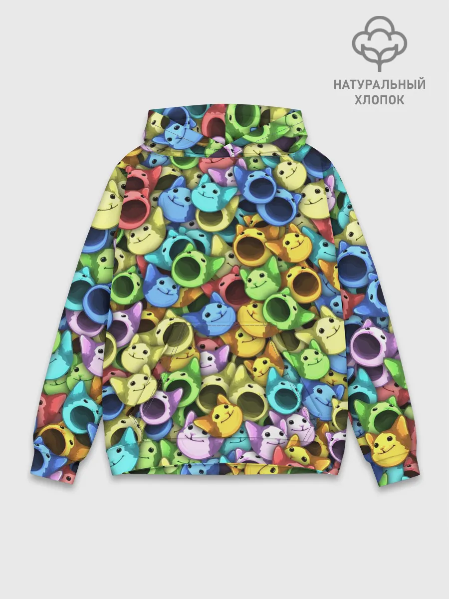 Худи мужской база хлопок / Цветные Поп Котики