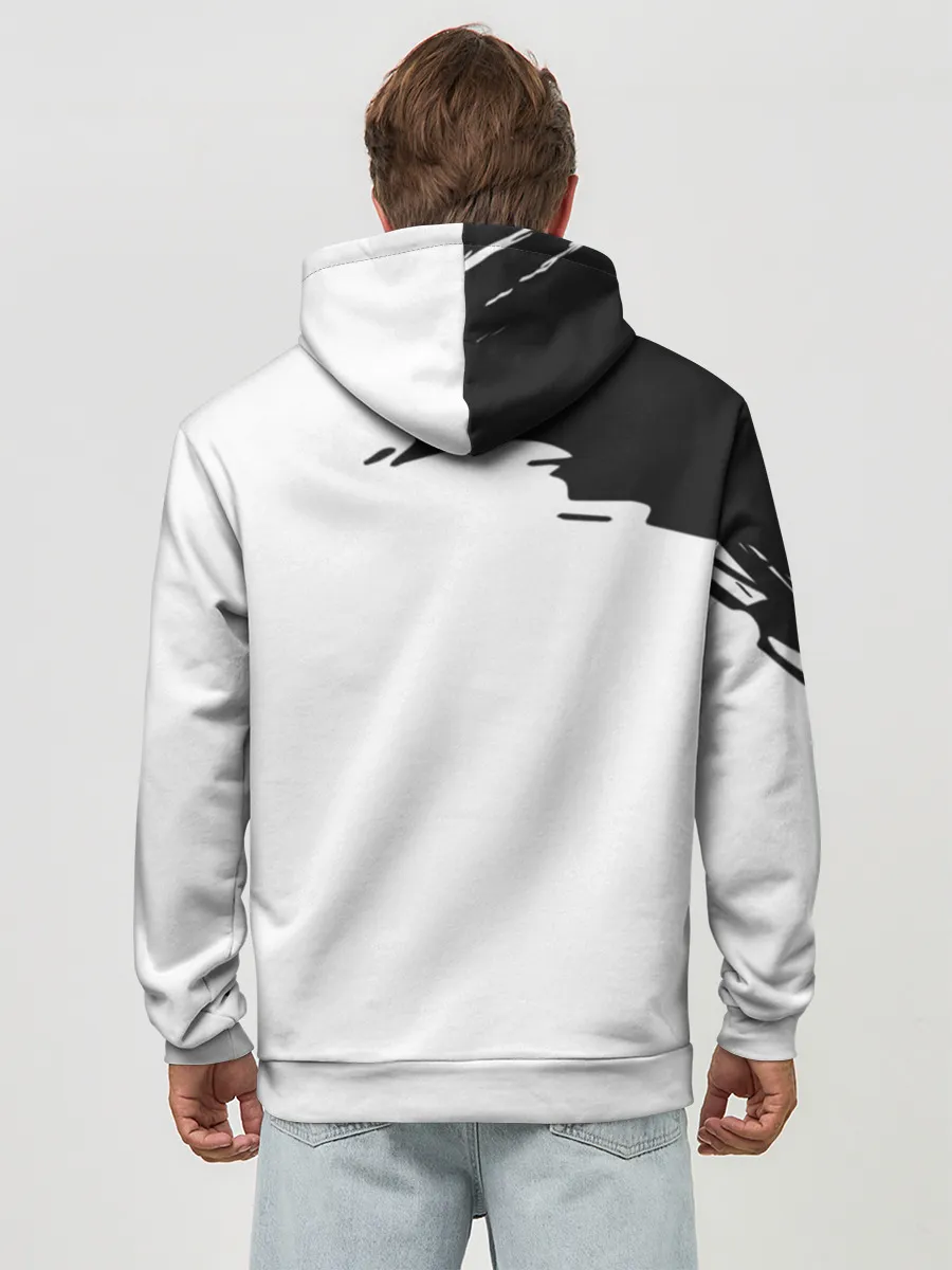 Худи мужской база хлопок / Bleach black & white