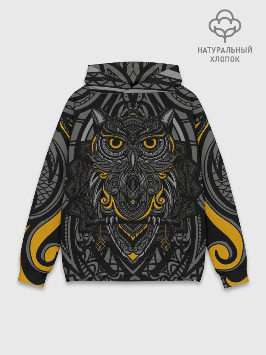 Худи мужской база хлопок / Рисунок сова