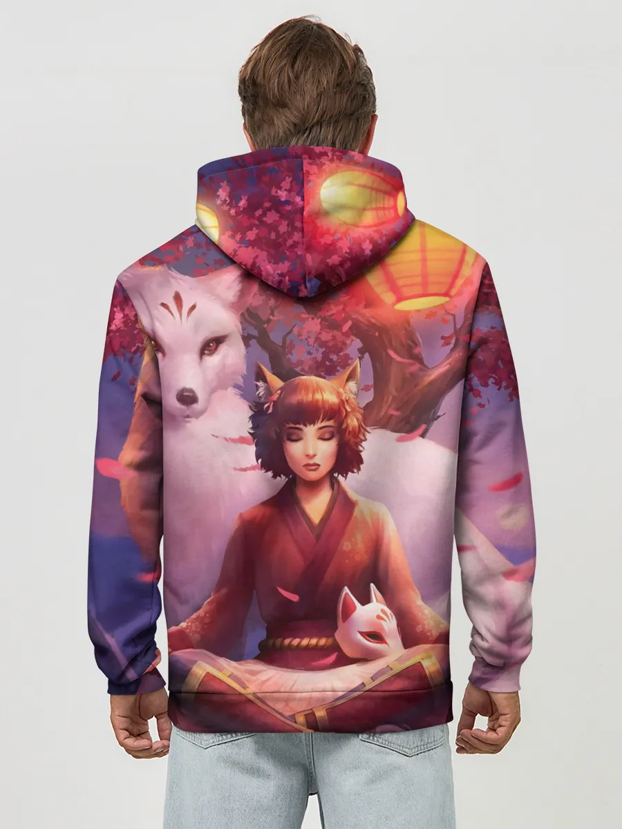 Худи мужской база хлопок / Девушка-лиса