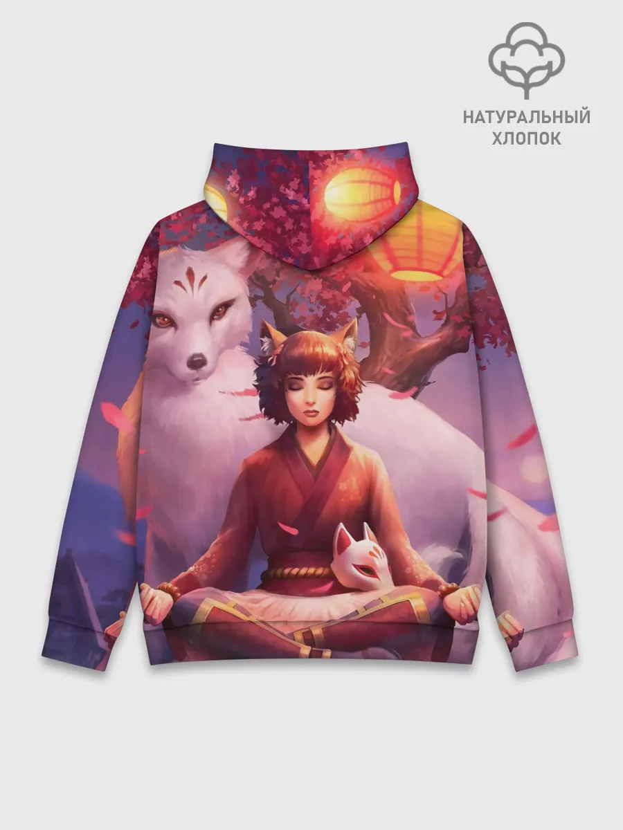 Худи мужской база хлопок / Девушка-лиса