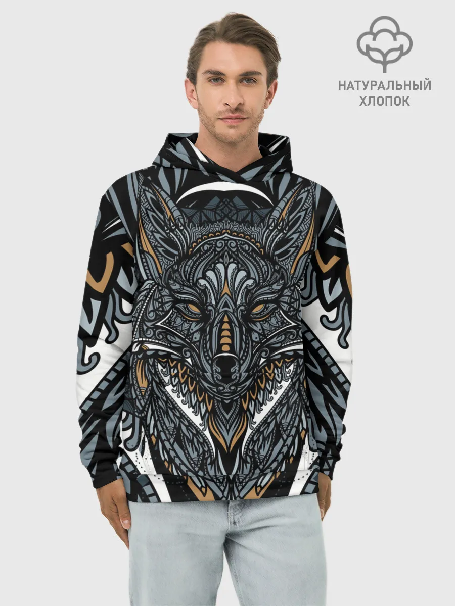 Худи мужской база хлопок / Рисунок лиса