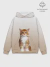 Худи мужской база хлопок / бело-рыжий котенок реализм