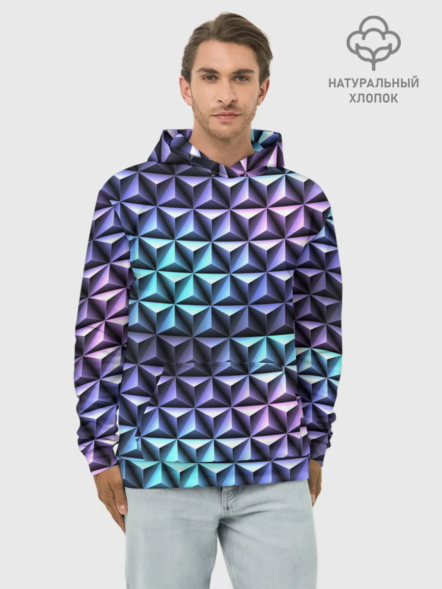 Худи мужской база хлопок / НЕОНОВАЯ СТАЛЬ