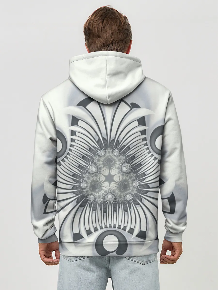 Худи мужской база хлопок / Серая абстракция