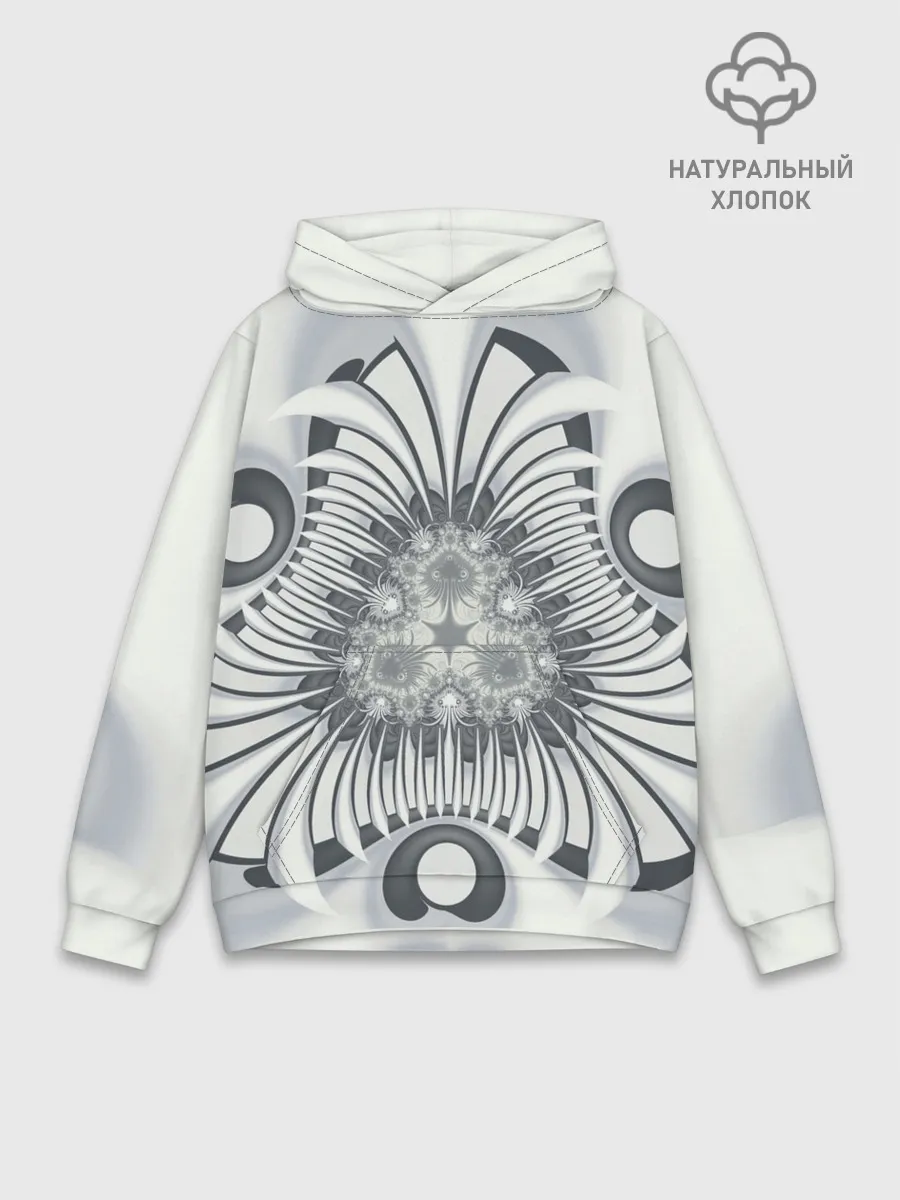 Худи мужской база хлопок / Серая абстракция