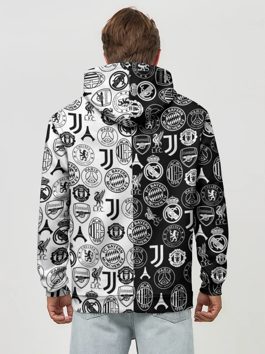 Худи мужской база хлопок / ЛОГОТИПЫ ФУТБОЛЬНЫХ КОМАНД