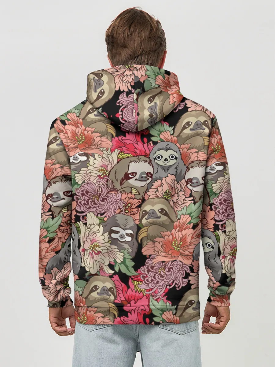 Худи мужской база хлопок / Ленивец & Цветочки