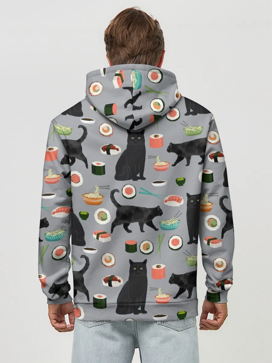 Худи мужской база хлопок / Котики и Суши