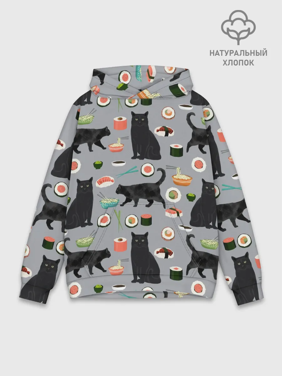 Худи мужской база хлопок / Котики и Суши