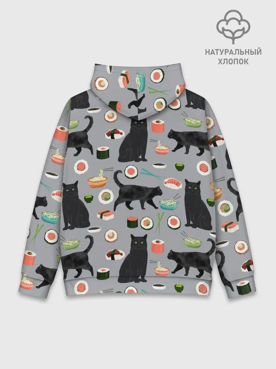 Худи мужской база хлопок / Котики и Суши