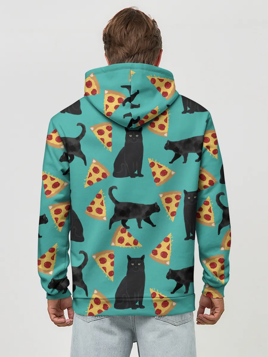 Худи мужской база хлопок / Котики и Пиццы