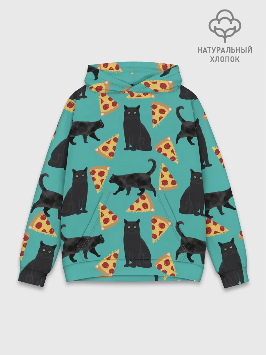 Худи мужской база хлопок / Котики и Пиццы