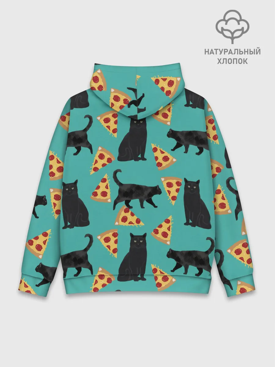 Худи мужской база хлопок / Котики и Пиццы