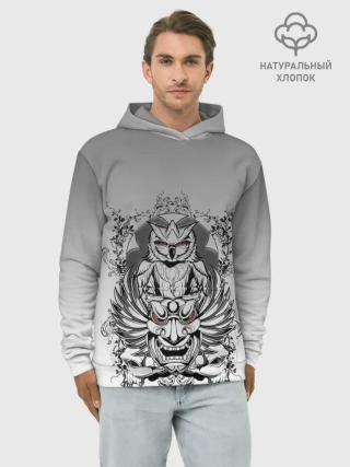 Худи мужской база хлопок / маска сова смерть череп