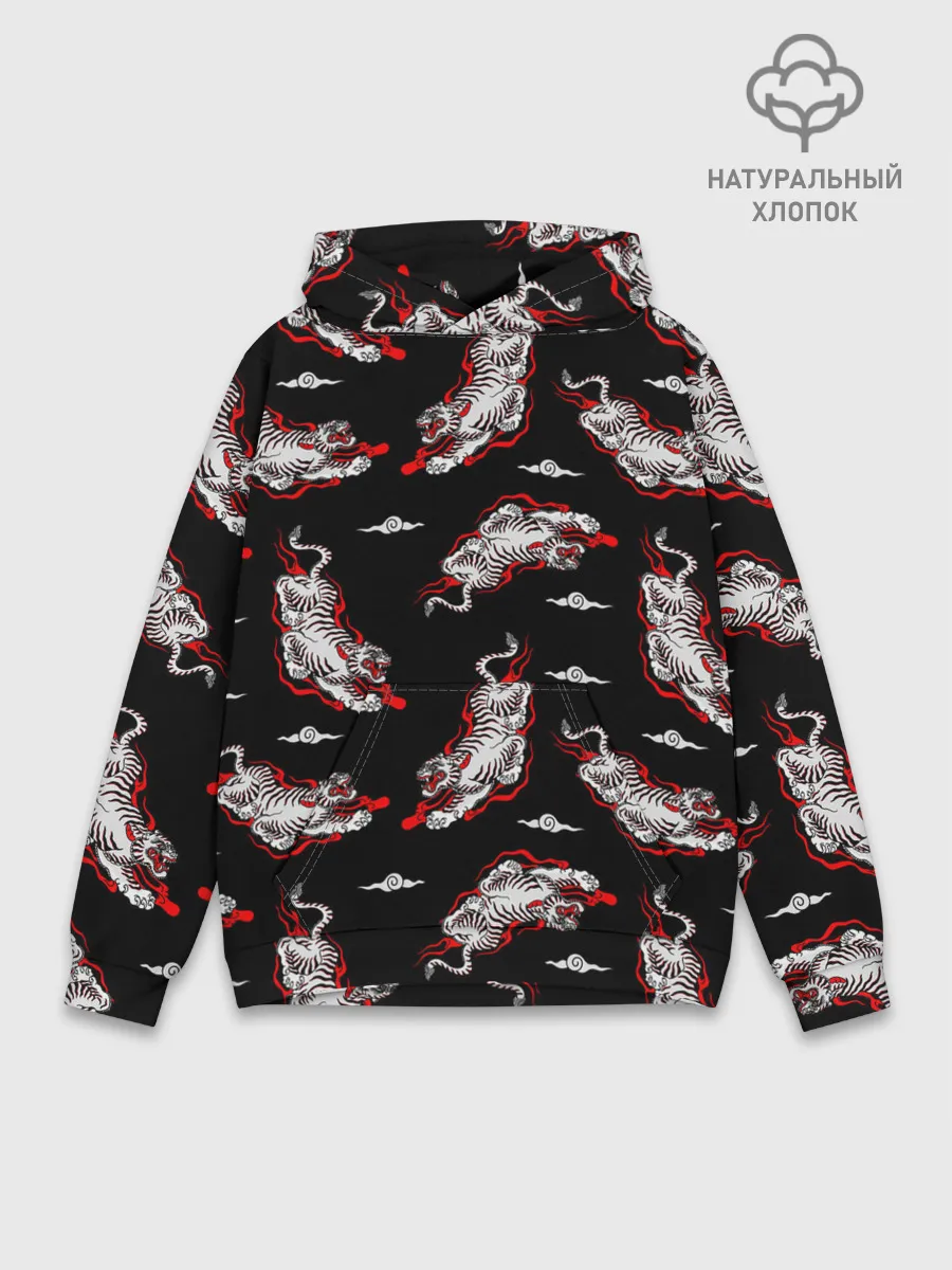 Худи мужской база хлопок / Японский стиль - тигры
