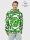 Худи мужской база хлопок / Славянский Узор Зеленый