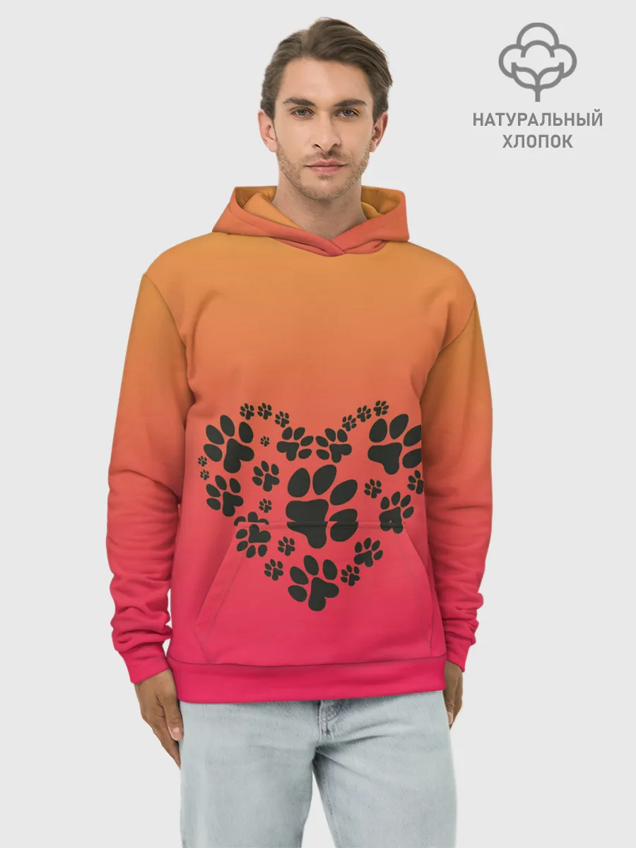 Худи мужской база хлопок / сердечко из следов собаки