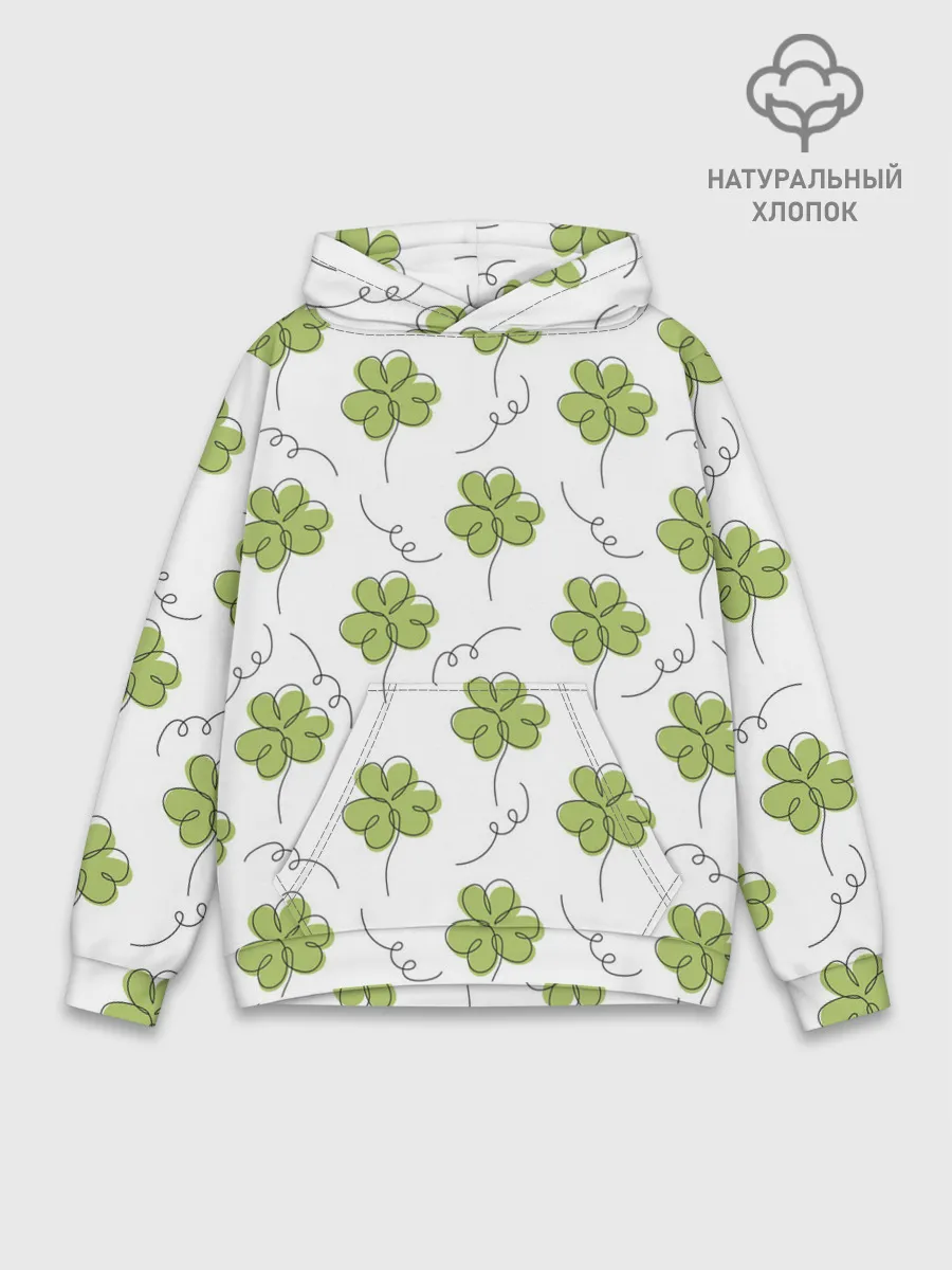 Худи мужской база хлопок / Клевер на День святого Патрика