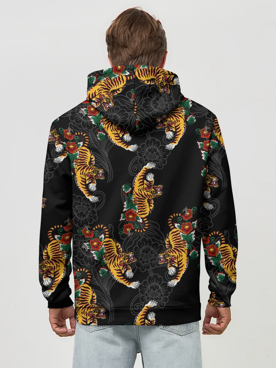 Худи мужской база хлопок / Японский стиль - тигры