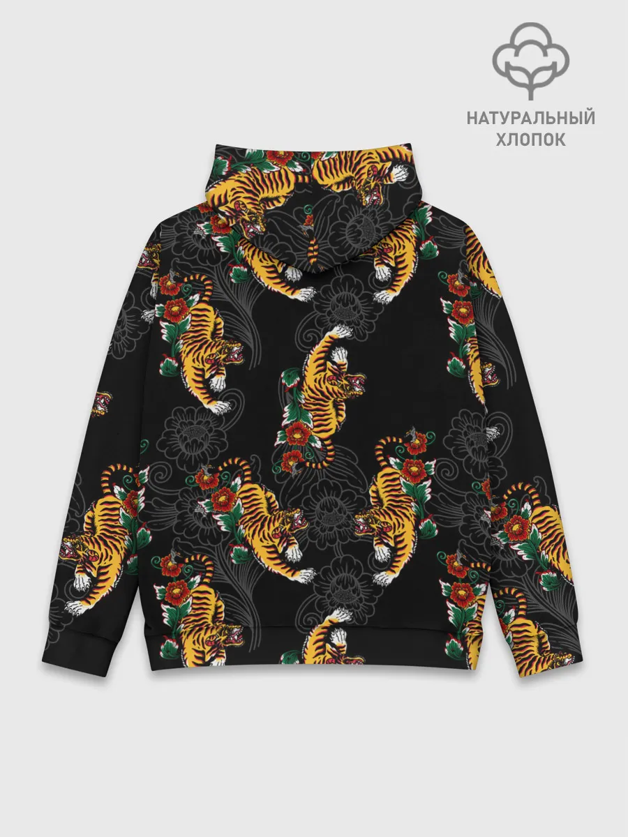 Худи мужской база хлопок / Японский стиль - тигры