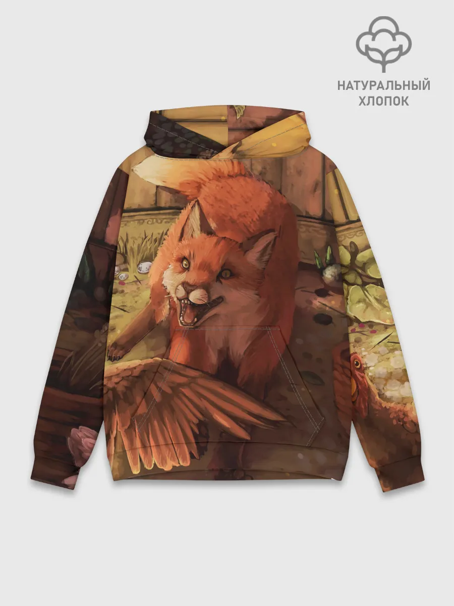 Худи мужской база хлопок / Хищная лисица