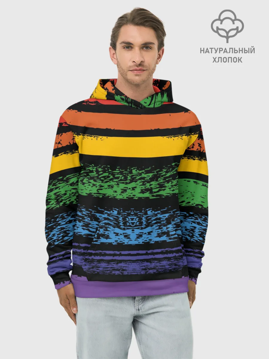 Худи мужской база хлопок / Радуга