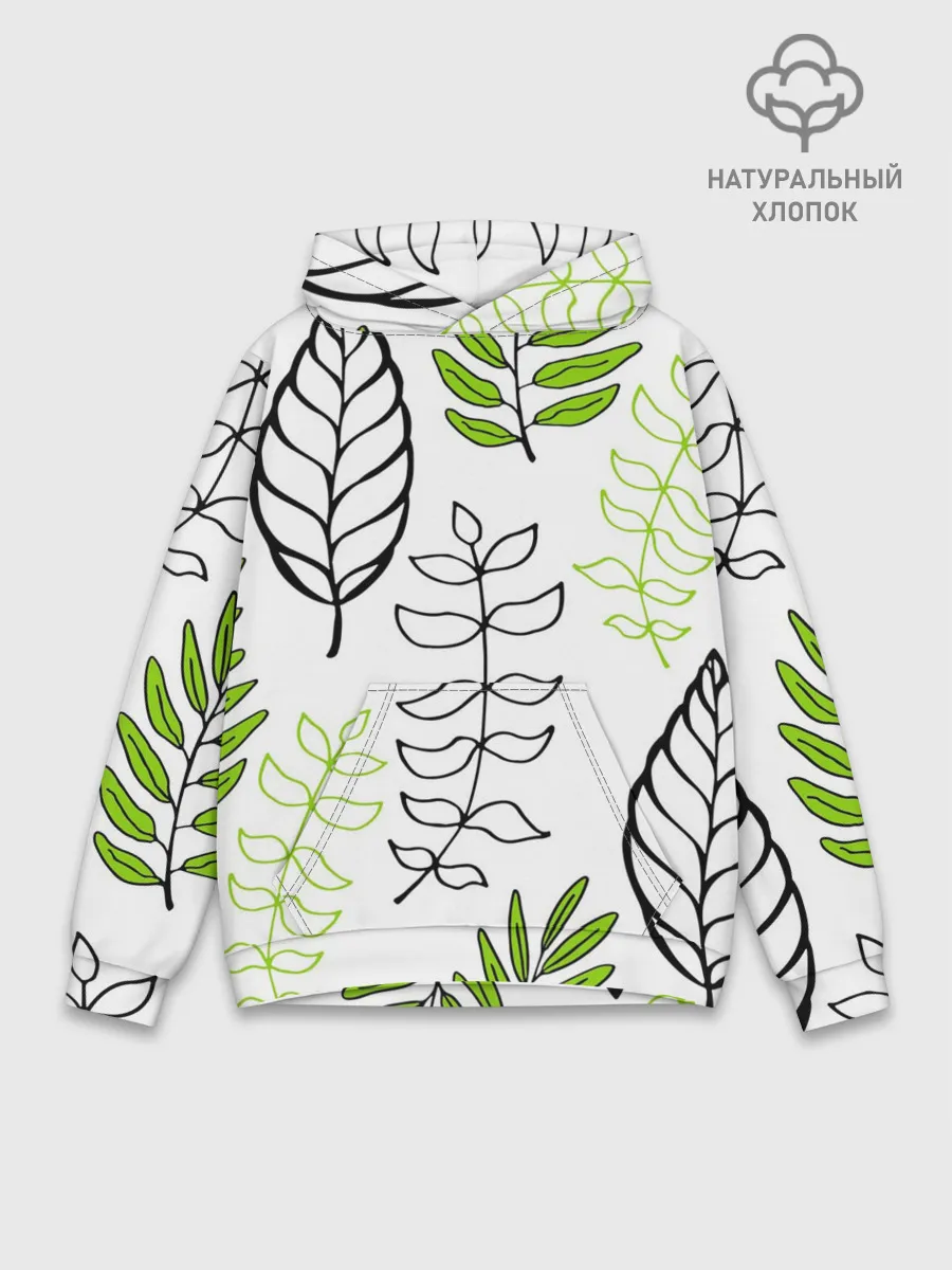 Худи мужской база хлопок / Листья