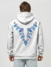 Худи мужской база хлопок / Славянский узор сине-голубой