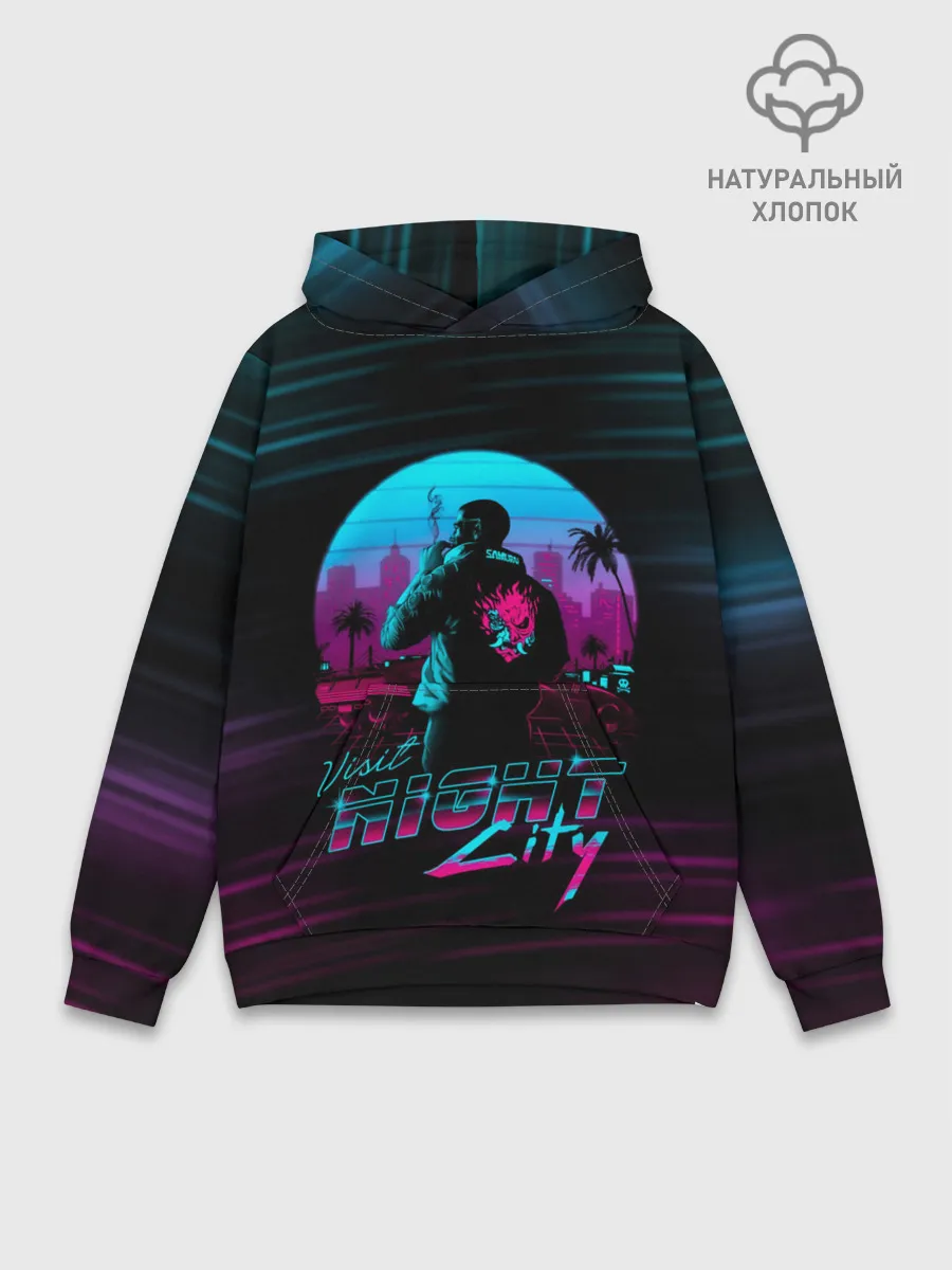 Худи мужской база хлопок / Cyberpunk 2077 NIGHT CITY