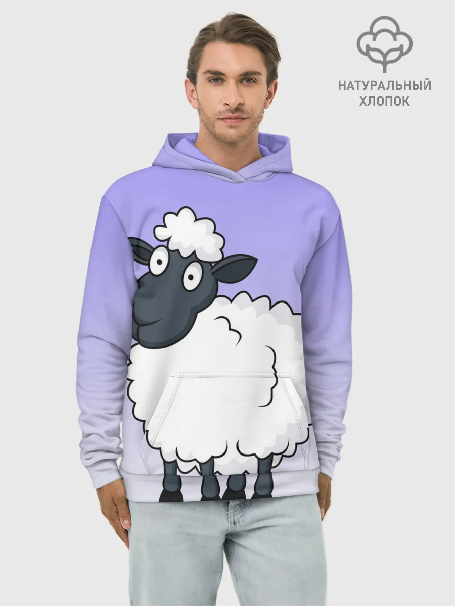 Худи мужской база хлопок / Нарисованный милый барашек