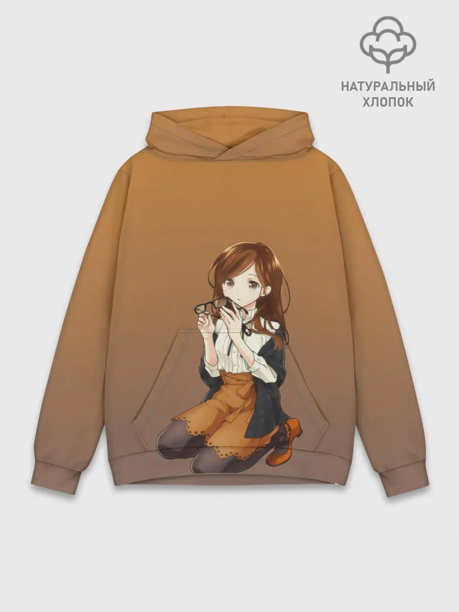 Худи мужской база хлопок / анимешная девочка очки офис