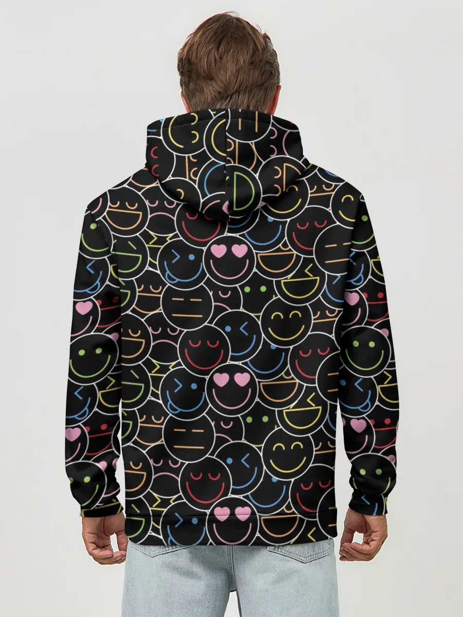 Худи мужской база хлопок / SLAVA MARLOW - Неоновые смайлы