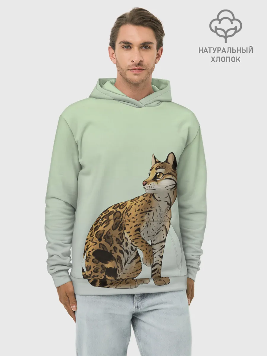 Худи мужской база хлопок / дикий кот оцелот