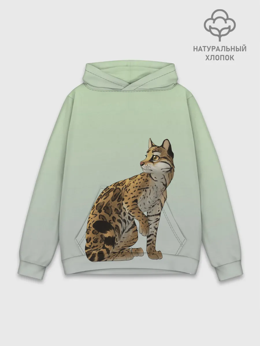 Худи мужской база хлопок / дикий кот оцелот