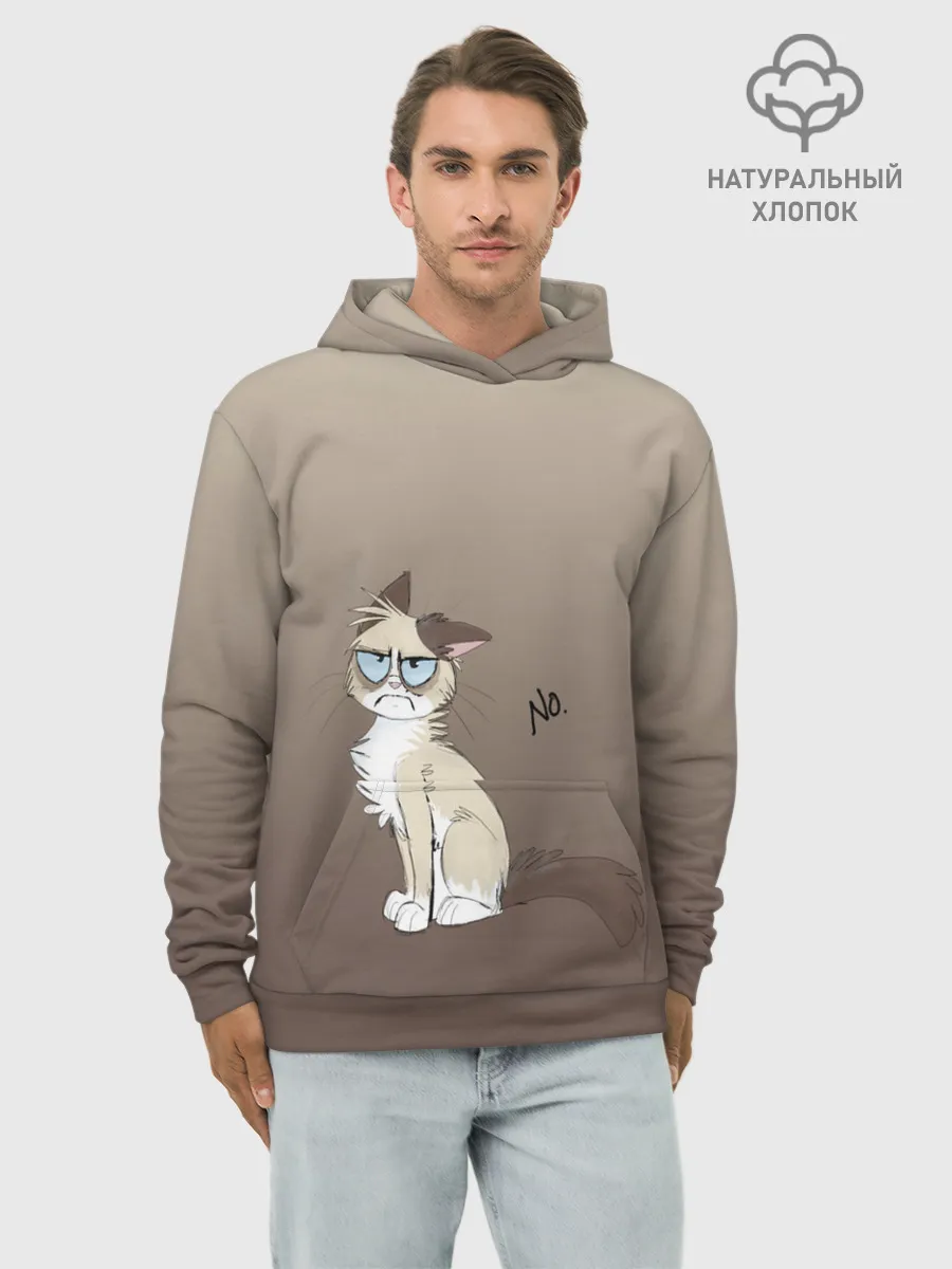 Худи мужской база хлопок / сварливый кот мем нет