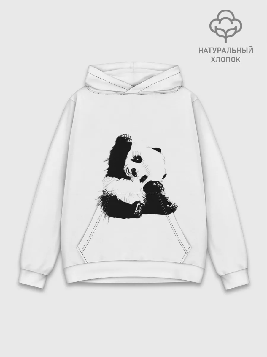 Худи мужской база хлопок / Панда минимализм