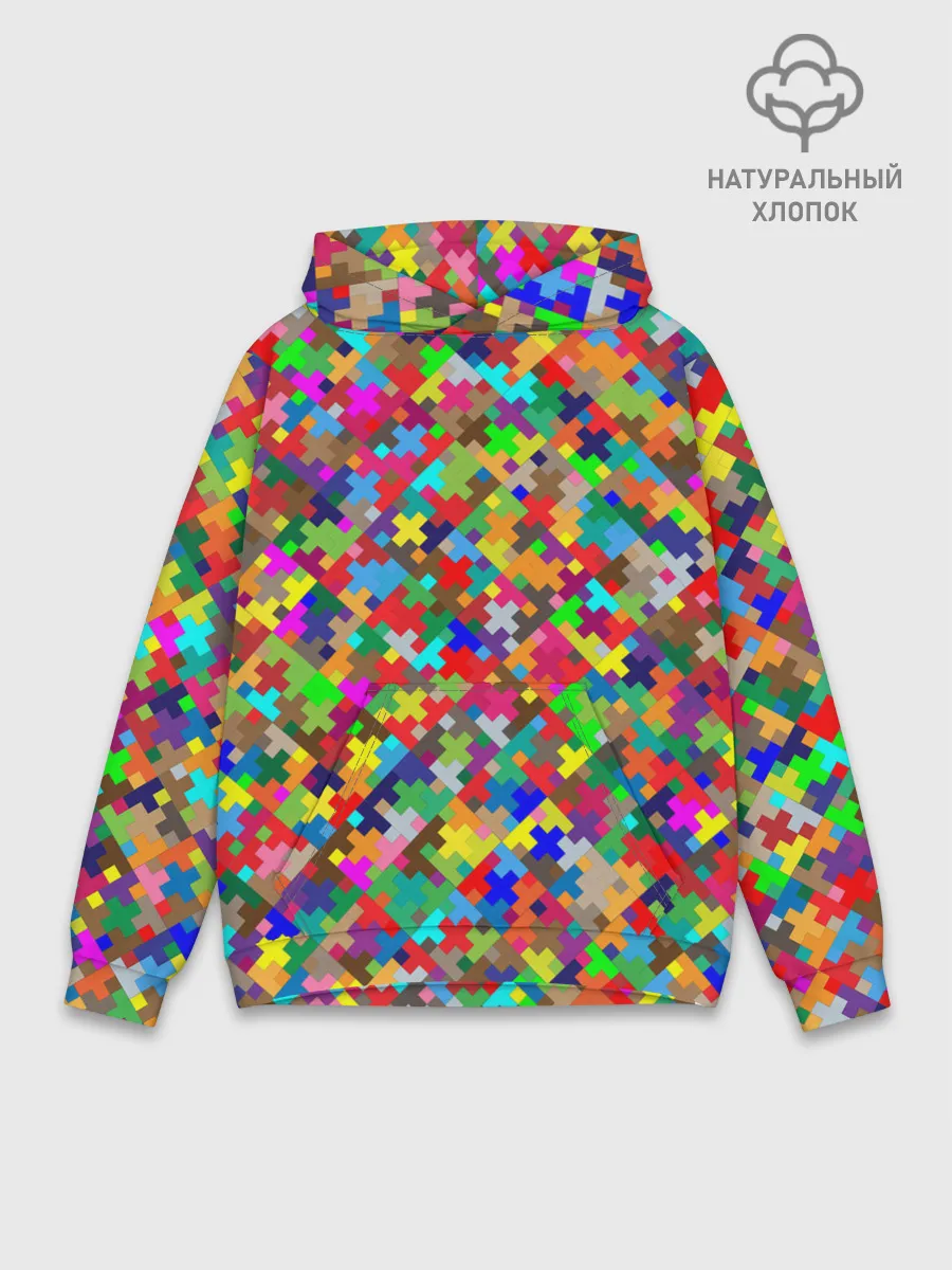 Худи мужской база хлопок / РАЗНОЦВЕТНЫЙ ПАЗЛ