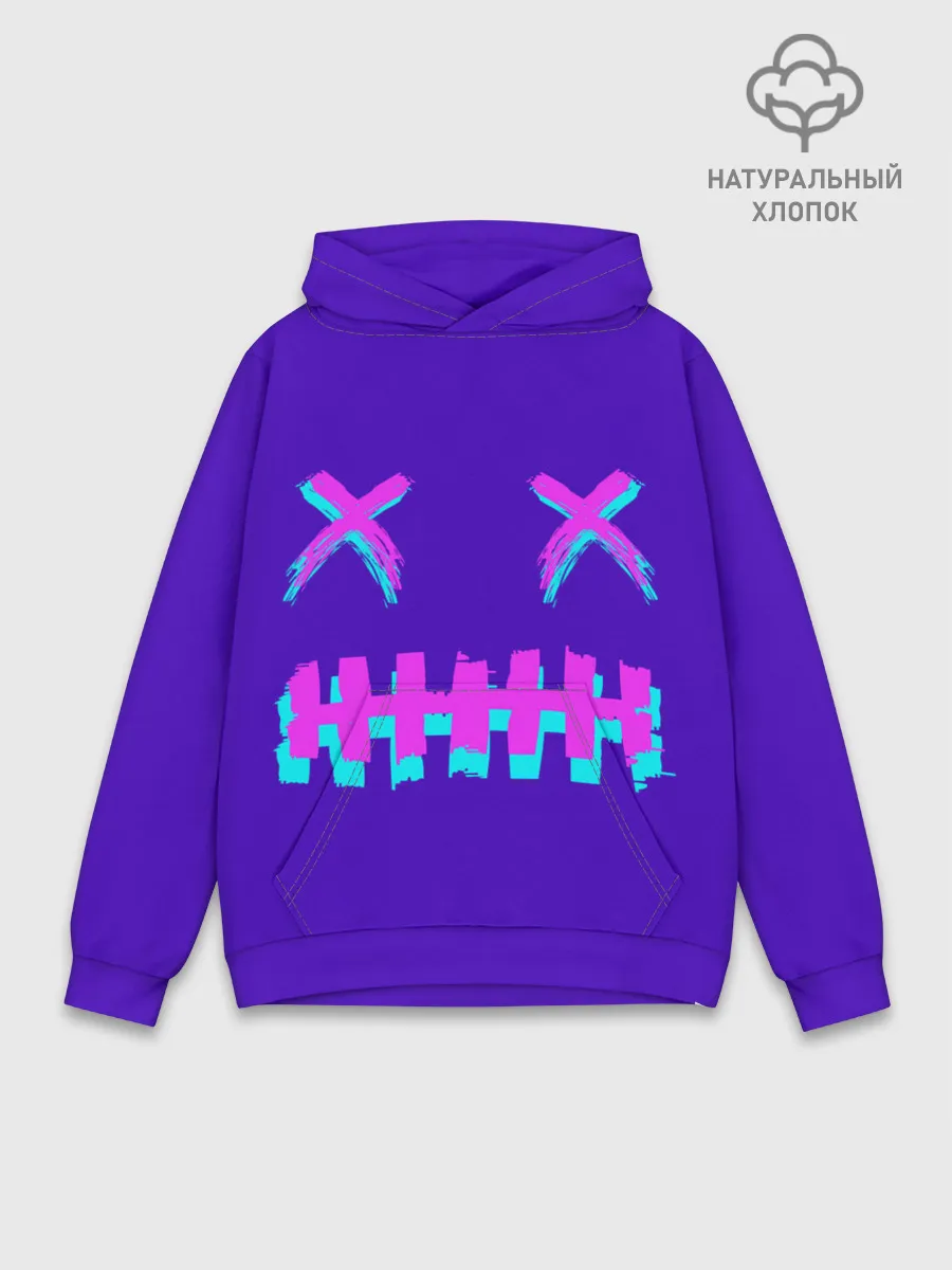 Худи мужской база хлопок / CYBERSTYLE PURPLE EVIL