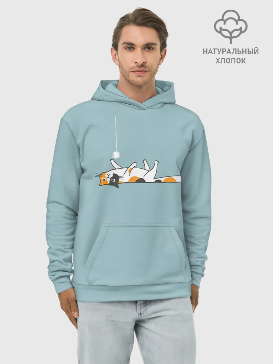 Худи мужской база хлопок / Котик грустит