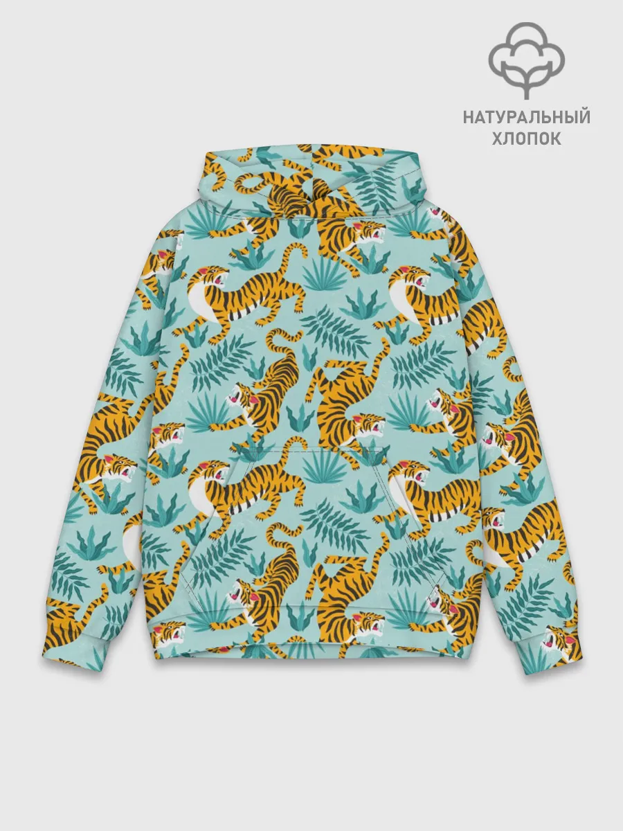 Худи мужской база хлопок / Рычащие Тигры Паттерн