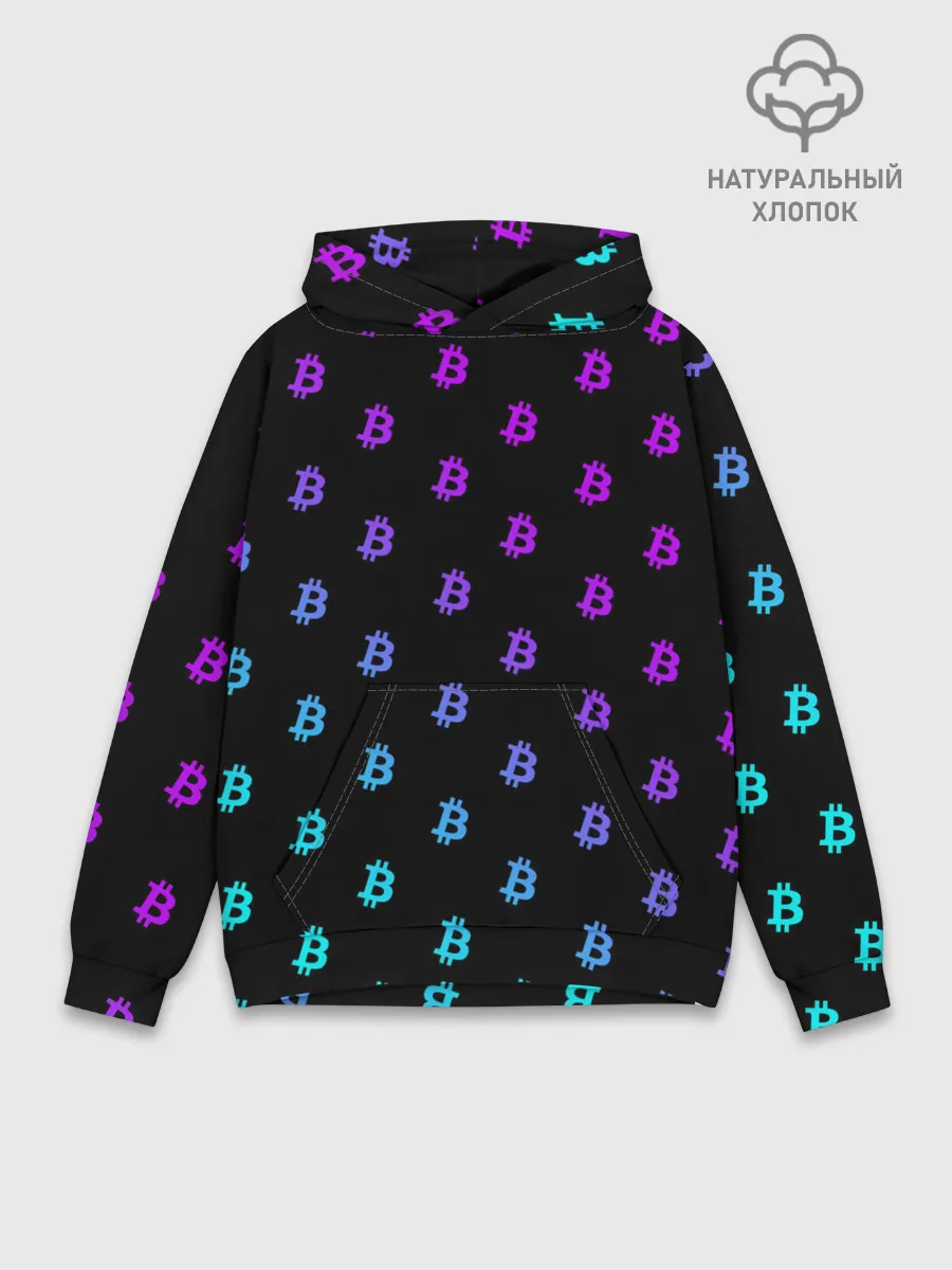 Худи мужской база хлопок / БИТКОИН НЕОН |BITCOIN NEON