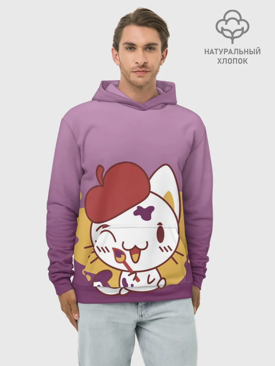 Худи мужской база хлопок / кот художник творец
