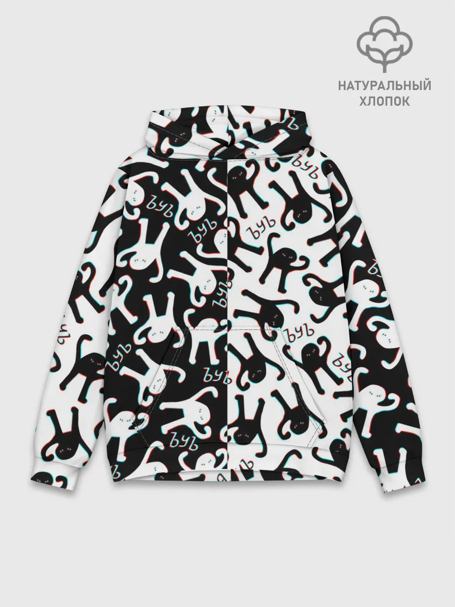 Худи мужской база хлопок / МЕМ КОТ ЪУЪ СЪУКА