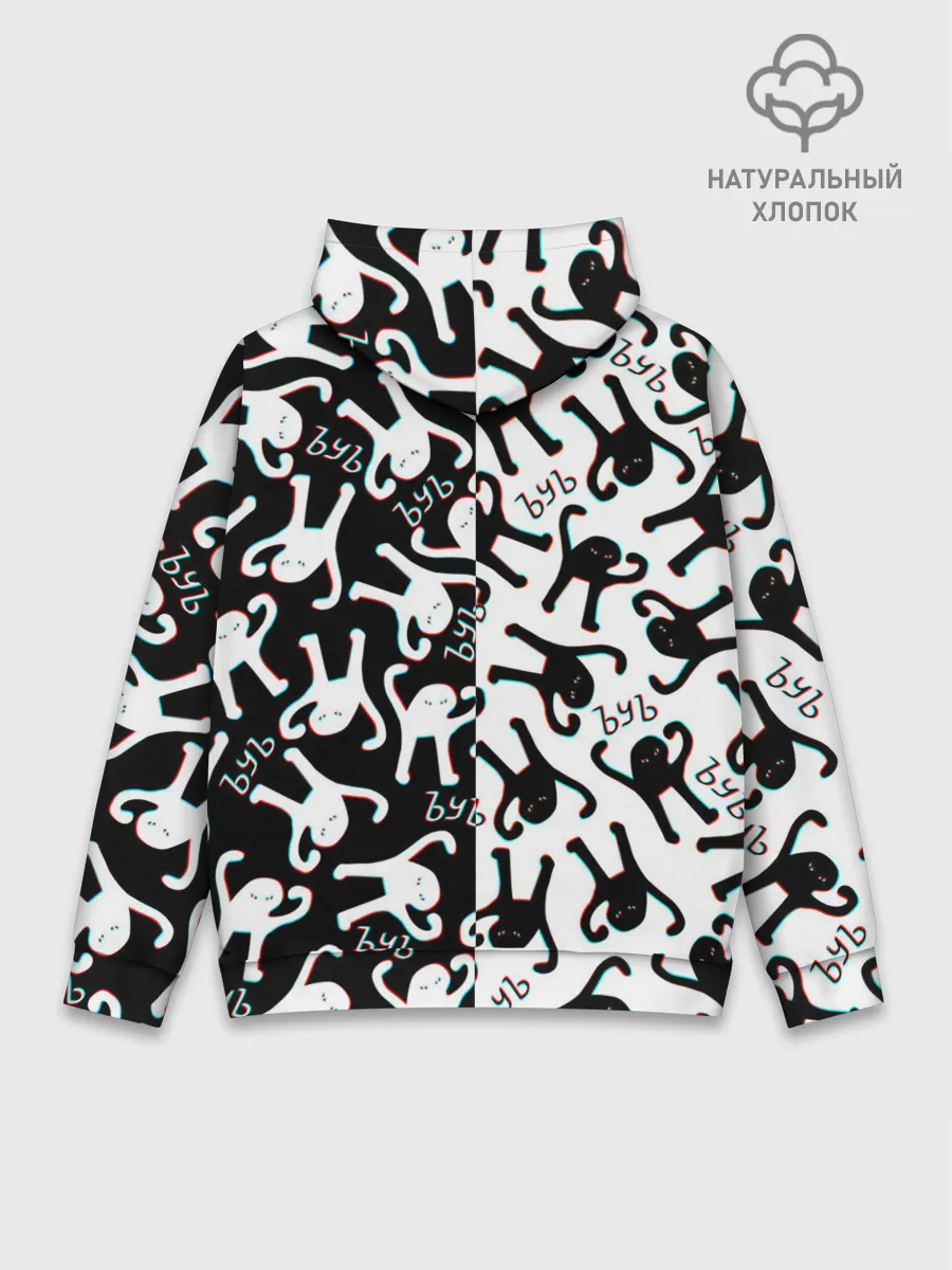 Худи мужской база хлопок / МЕМ КОТ ЪУЪ СЪУКА