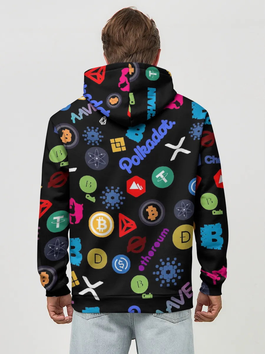 Худи мужской база хлопок / BITCOIN PATTERN | БИТКОИН