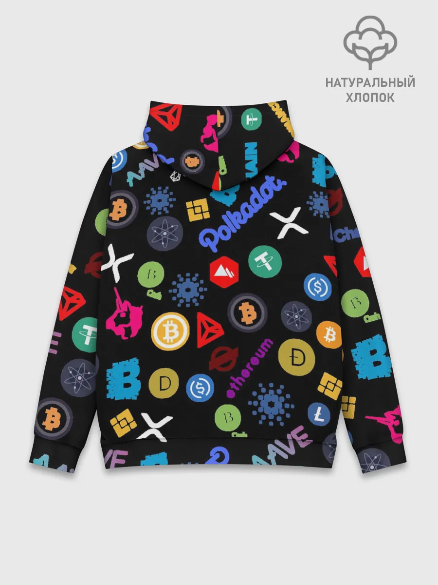 Худи мужской база хлопок / BITCOIN PATTERN | БИТКОИН